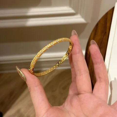 高级感手镯小众vintage金色精致手饰设计中古拉丝轻奢手环女麦穗