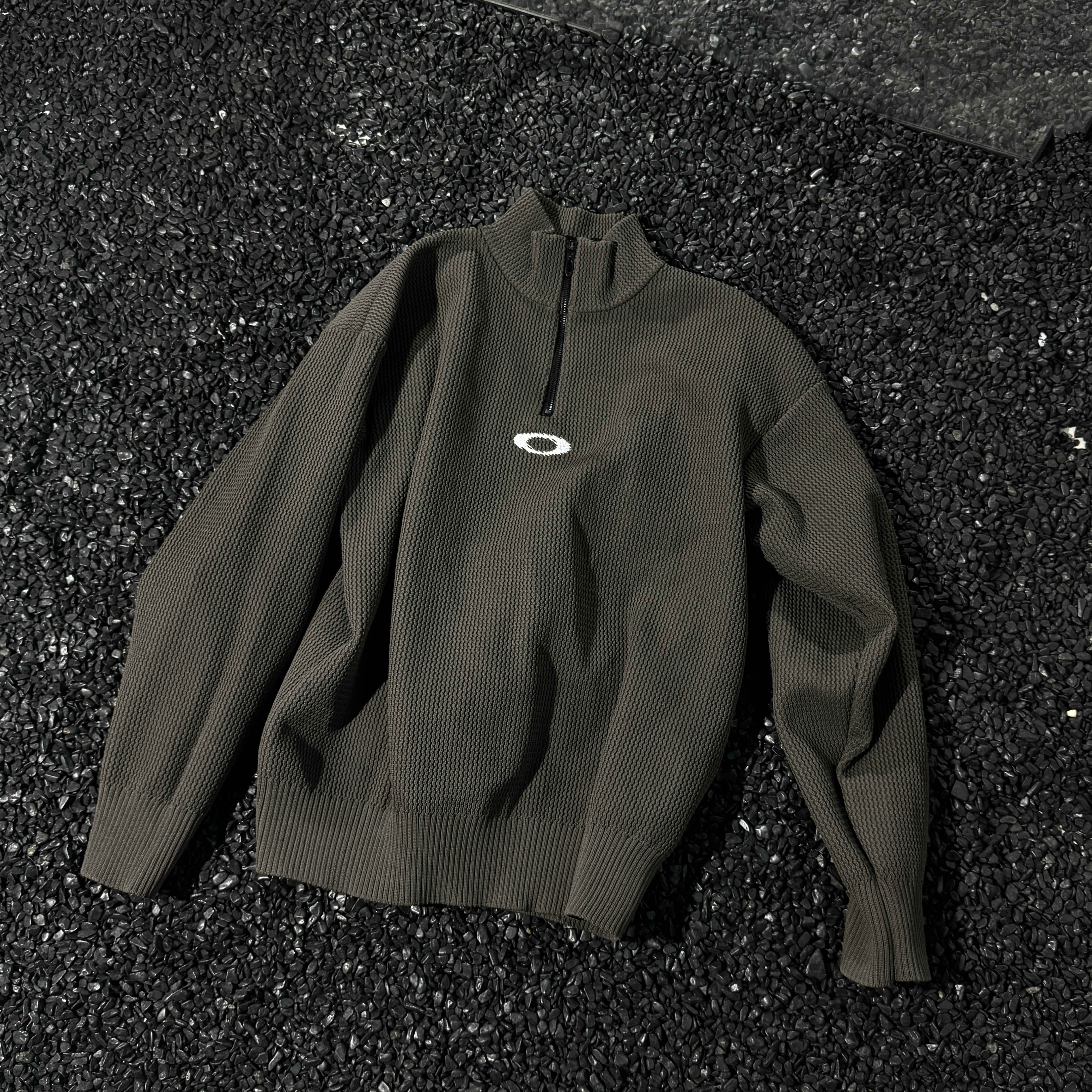 日单Fppev圆圈锯齿系列华夫格针织衫男女复古立领保暖宽松毛衣