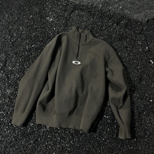 日单Fppev圆圈锯齿系列华夫格针织衫男女复古立领保暖宽松毛衣