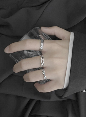 高级感戒指男痞帅潮牌冷淡风小众个性潮款开口复古简约男士单身戒