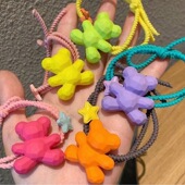 新款 彩色小熊发绳可爱糖果色磨砂发圈少女头绳韩国丸子头皮筋发饰