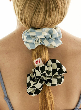 Monote现货韩国funfromfun清新棋盘格ins风百搭大肠发圈发饰