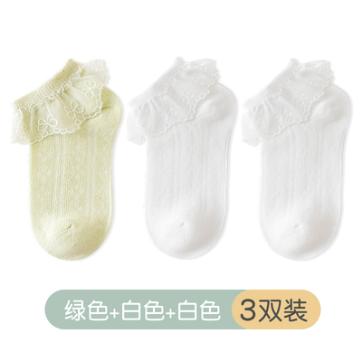女童花边袜子白色棉袜夏薄款蕾丝公主袜儿童宝宝夏季短袜春秋网眼 — 5