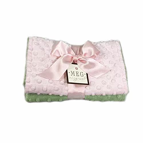 meg original minky dot baby girl burp cloth set (pink & gree