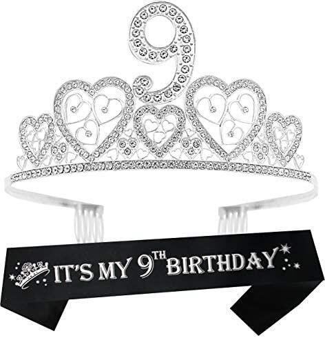 9th birthday sash 9th birthday tiara 9th birthday decoration