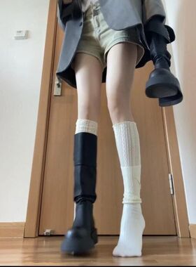 【四季叠穿神器】白色长筒堆堆袜套 配长靴腿套骑士靴叠穿袜H