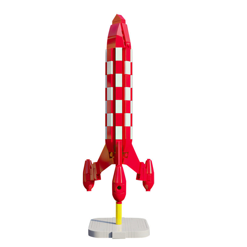 【高砖零件】丁丁历险记太空登月火箭模型MOC-39001拼装积木玩具