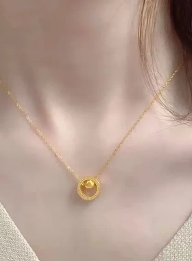 2024年时来运转项链装饰品18k女士新款潮转运珠锁骨链女时尚金色