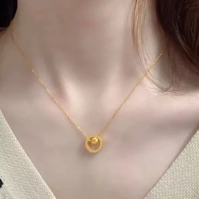 2024年时来运转项链装饰品18k女士新款潮转运珠锁骨链女时尚金色