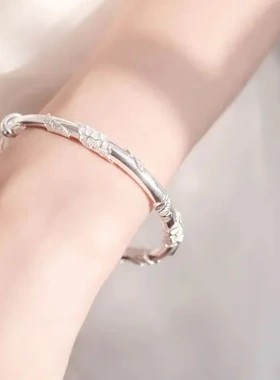 年轻款繁花手镯女朋友生日礼物镯子女送设计古风实心轻奢小众推拉