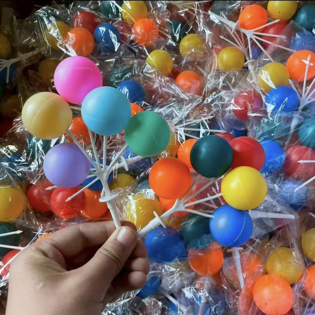 软陶气球插件塑料气球蛋糕装饰五颜六色气球插件装饰