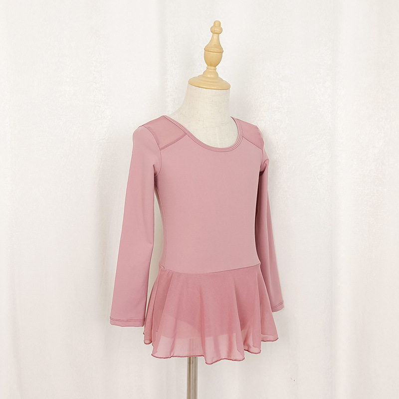 儿童舞蹈服装连体裙锦纶女童开档儿童演出服