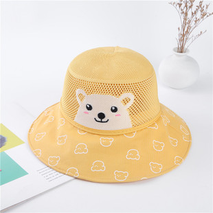 2022年可爱小熊卡通圆帽遮阳帽盆帽柔软舒适优雅时尚休闲多色帽子