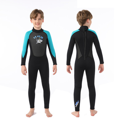 现货2.5mm儿童潜水服男CR连体泳衣保暖长袖冲浪浮潜水母衣女