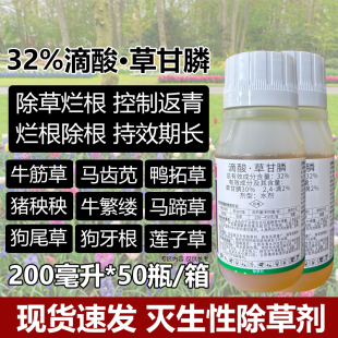 32%滴酸草甘膦除草烂根剂果园荒地非耕地牛筋草小飞蓬除恶性杂草