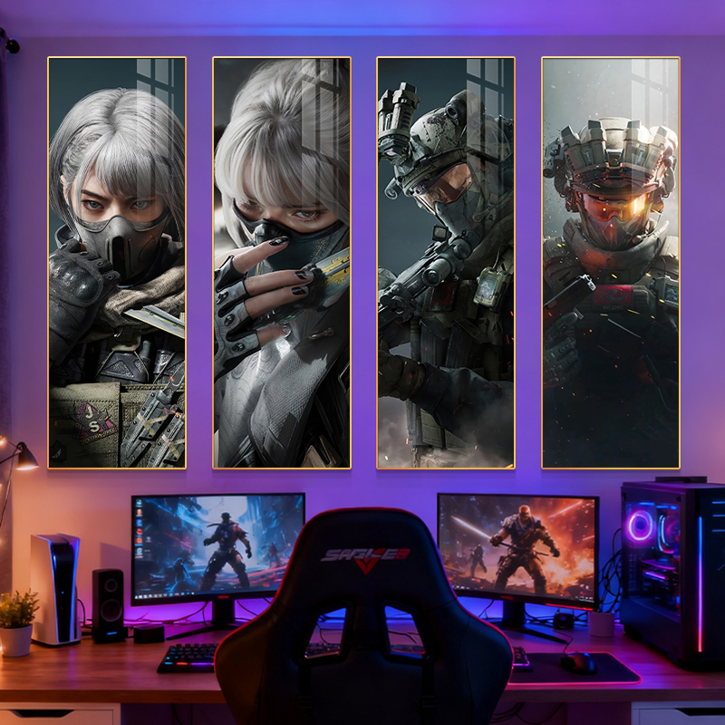 三角洲行动游戏挂画电竞酒店房间装饰网吧背景墙威龙红狼宣传壁画