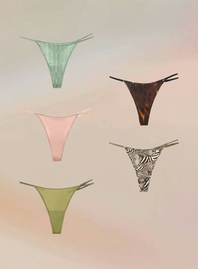 「不对称丁字裤」VOIMENT吾们豹纹真丝牛仔印花无痕纯棉裆性感NIA