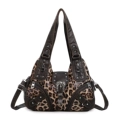 Large flower carved metal deep brown leopard print without logo