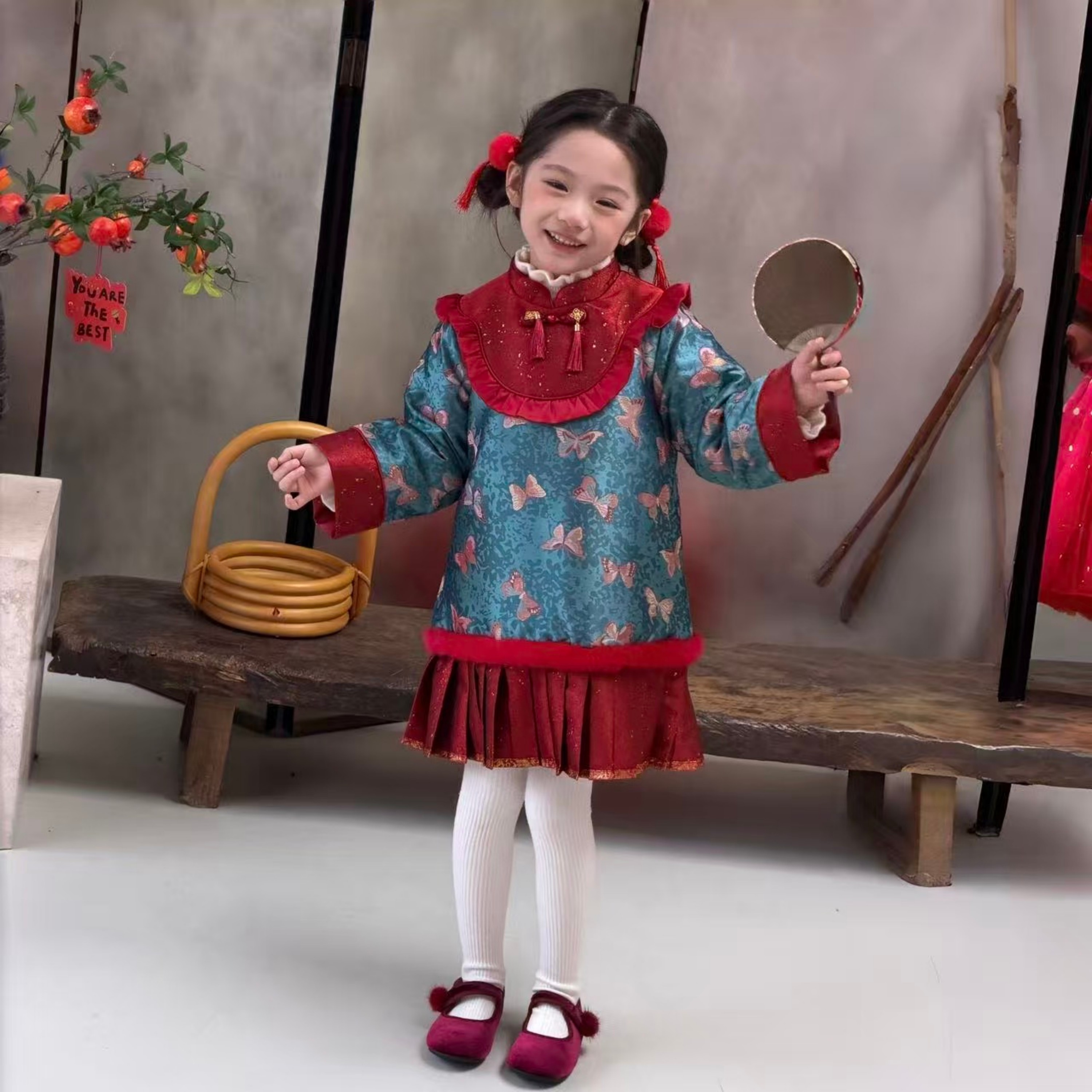 女童拜年服夹棉加厚保暖
