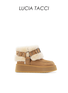 LUCIA TACCI原创设计师｜秋冬经典牛巴戈拼羊毛里厚底增高雪地靴