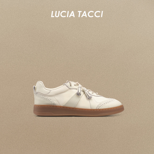 LUCIA TACCI26春夏新品牛皮质感经典布洛克雕花厚底内增高德训鞋