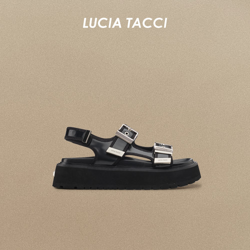 LUCIATACCI开边珠牛皮勃肯凉鞋