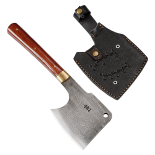 李麻子覆土烧刃花纹钢户外斧头刀手工锻打百炼钢商用砍骨斩剁骨刀