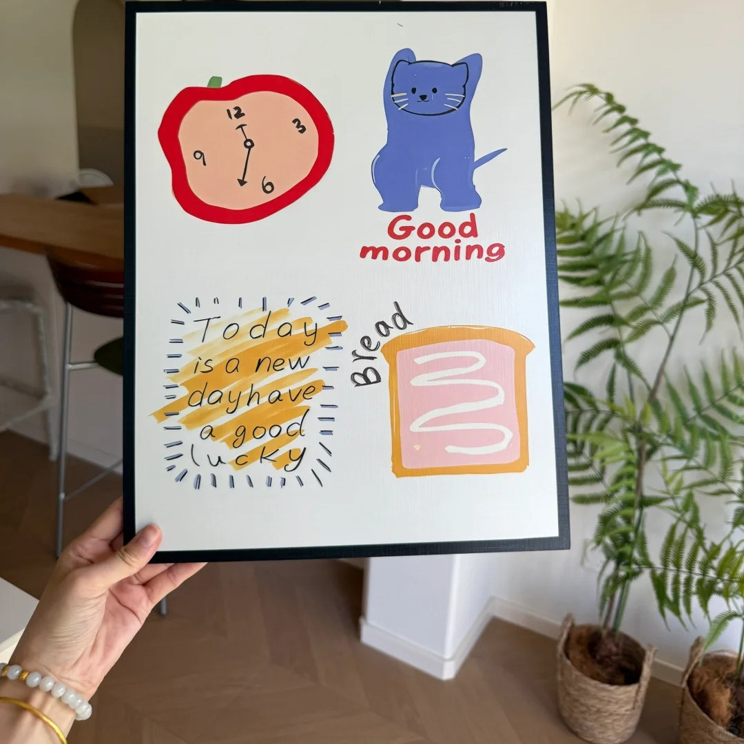 ins装饰画可爱猫咪家居挂画现代简约白色调客厅墙壁简易桌面摆件图片