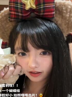 可爱玫玫蝴蝶结发箍达菲熊毛绒头箍游乐园拍照出片头饰蝴蝶结头箍
