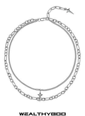 威茨堡潮酷叠戴简约百搭芒星项链