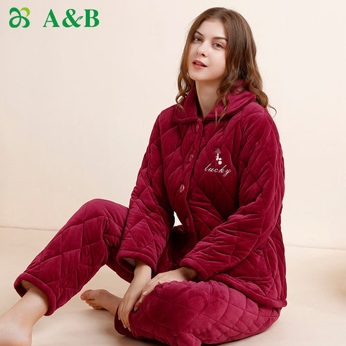 家居服加厚保暖套装A＆B女