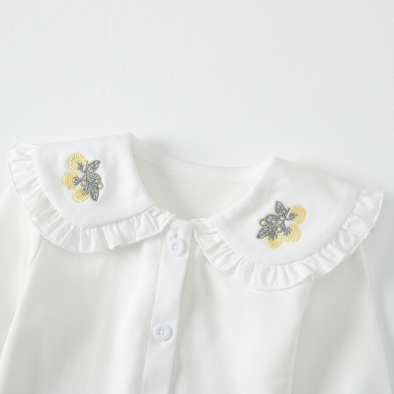 女童打底衫纯棉白色长袖t恤衬衫