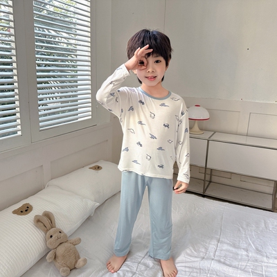 男童圆领春秋季莫代尔睡衣套装