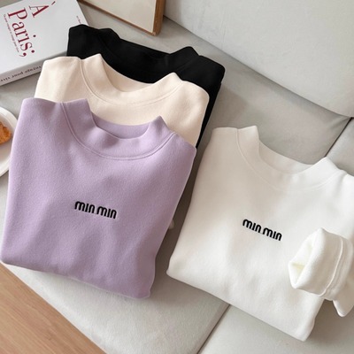 儿童半高领德绒打底长袖上衣