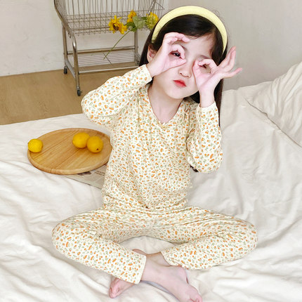 女童保暖秋衣秋裤宝宝全棉毛衫大童睡衣儿童内衣套装纯棉女孩秋冬