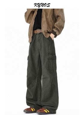 KYNOS 美式复古cleanfit水洗大口袋工装裤男女宽松休闲阔腿长裤子
