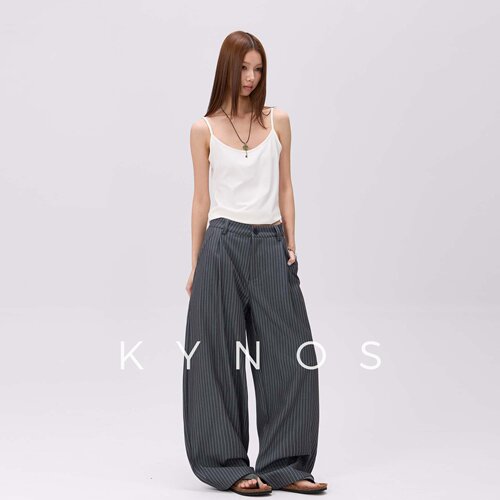 KYNOS 美式复古老钱风条纹弯刀休闲裤男女宽松垂感百搭设计感长裤