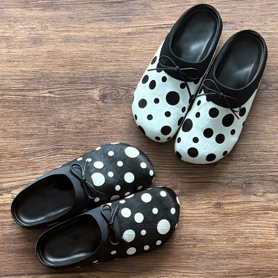 复古波点勃肯鞋女厚底包头拖