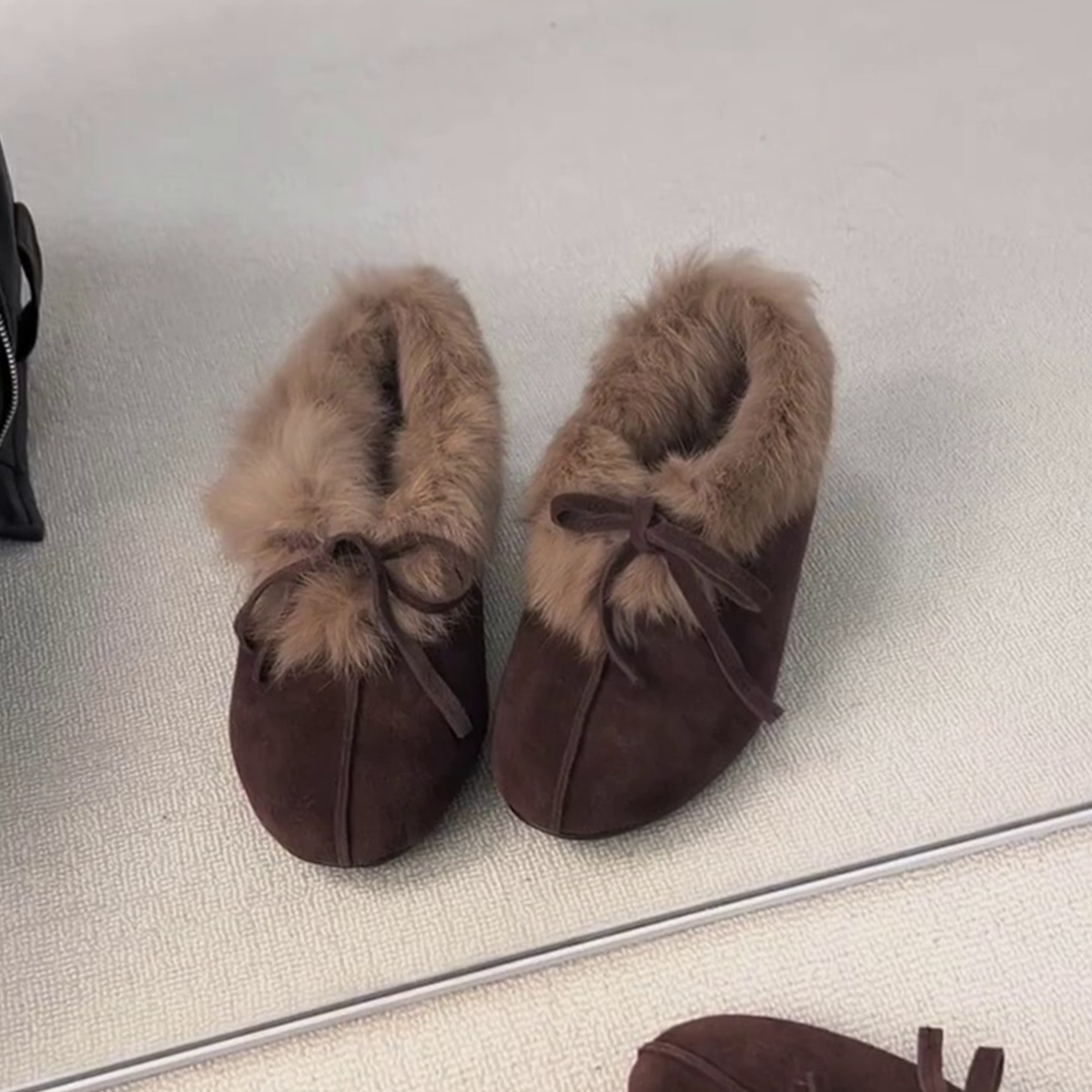 内增高加绒单鞋女勃肯毛毛鞋棉鞋