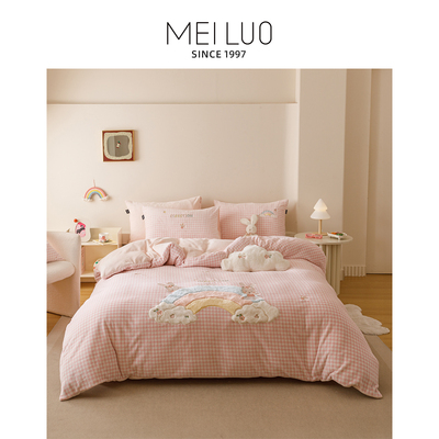 加厚贴布绣牛奶绒四件套