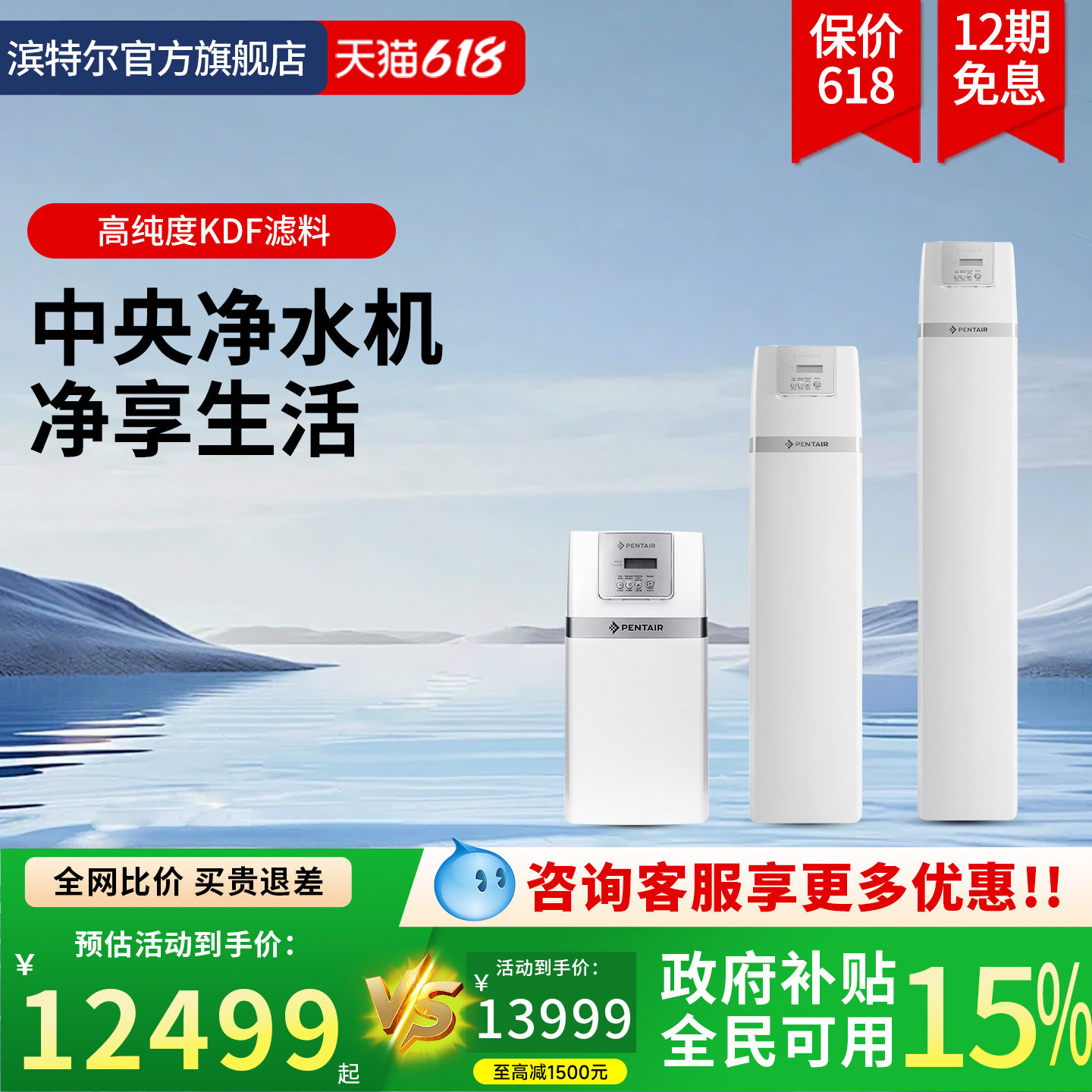Pentair/滨特尔 全屋净水器家用高端设备大流量中央净水处理系统