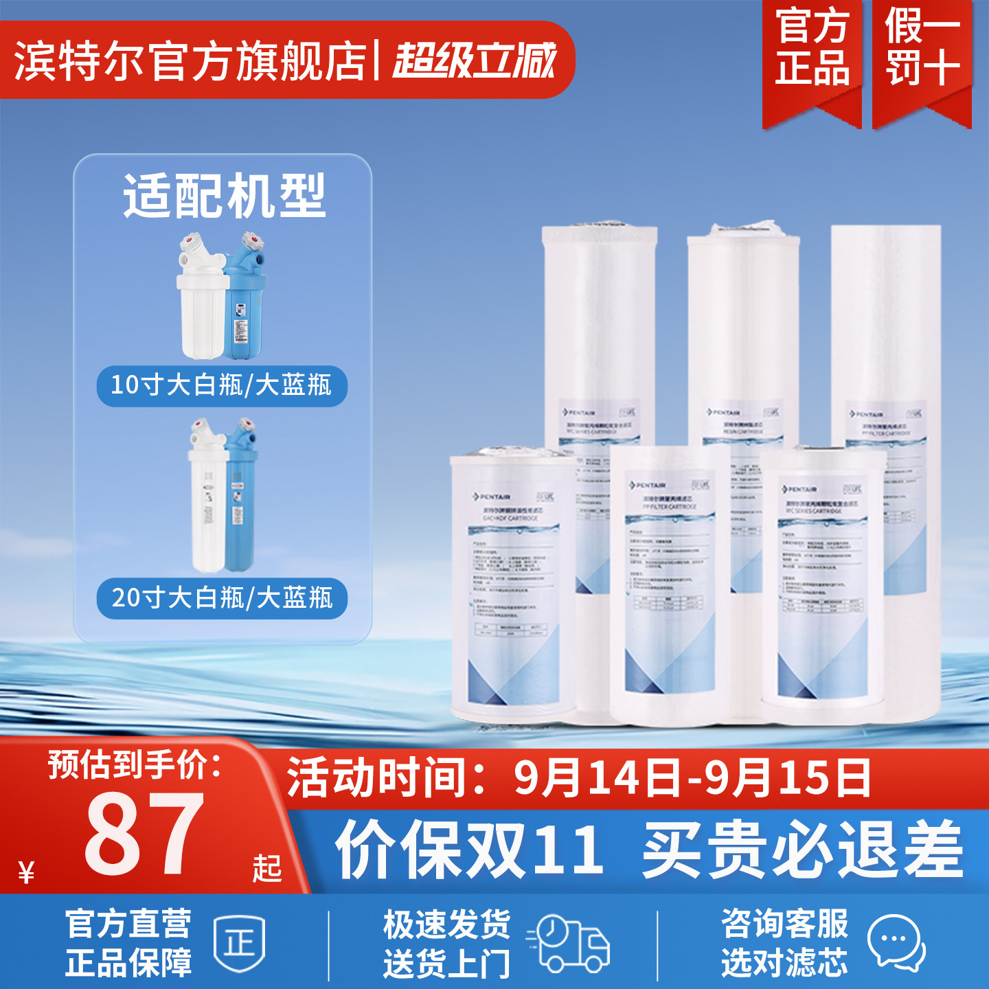 滨特尔大白瓶滤芯大蓝瓶图片