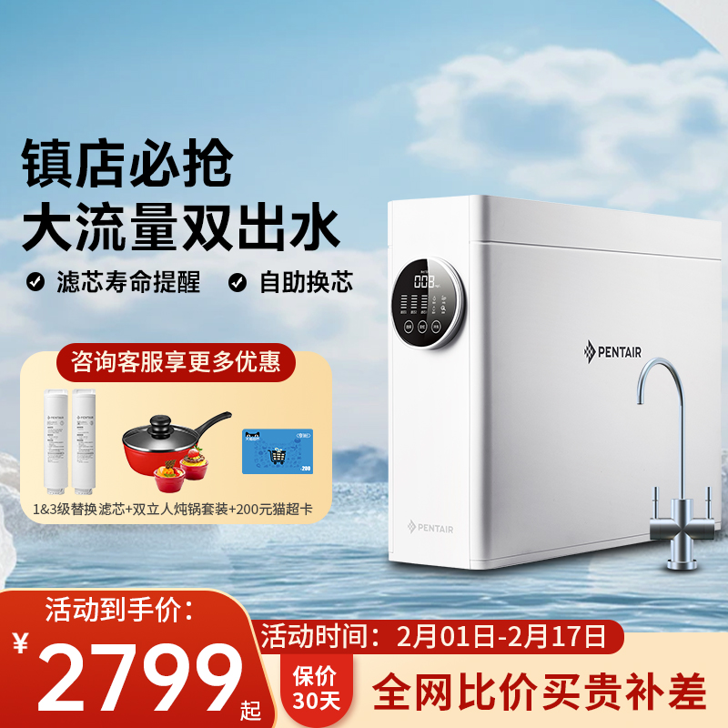 滨特尔净水器家用直饮双出水RO净水反渗透厨房自来水家用过滤器U4