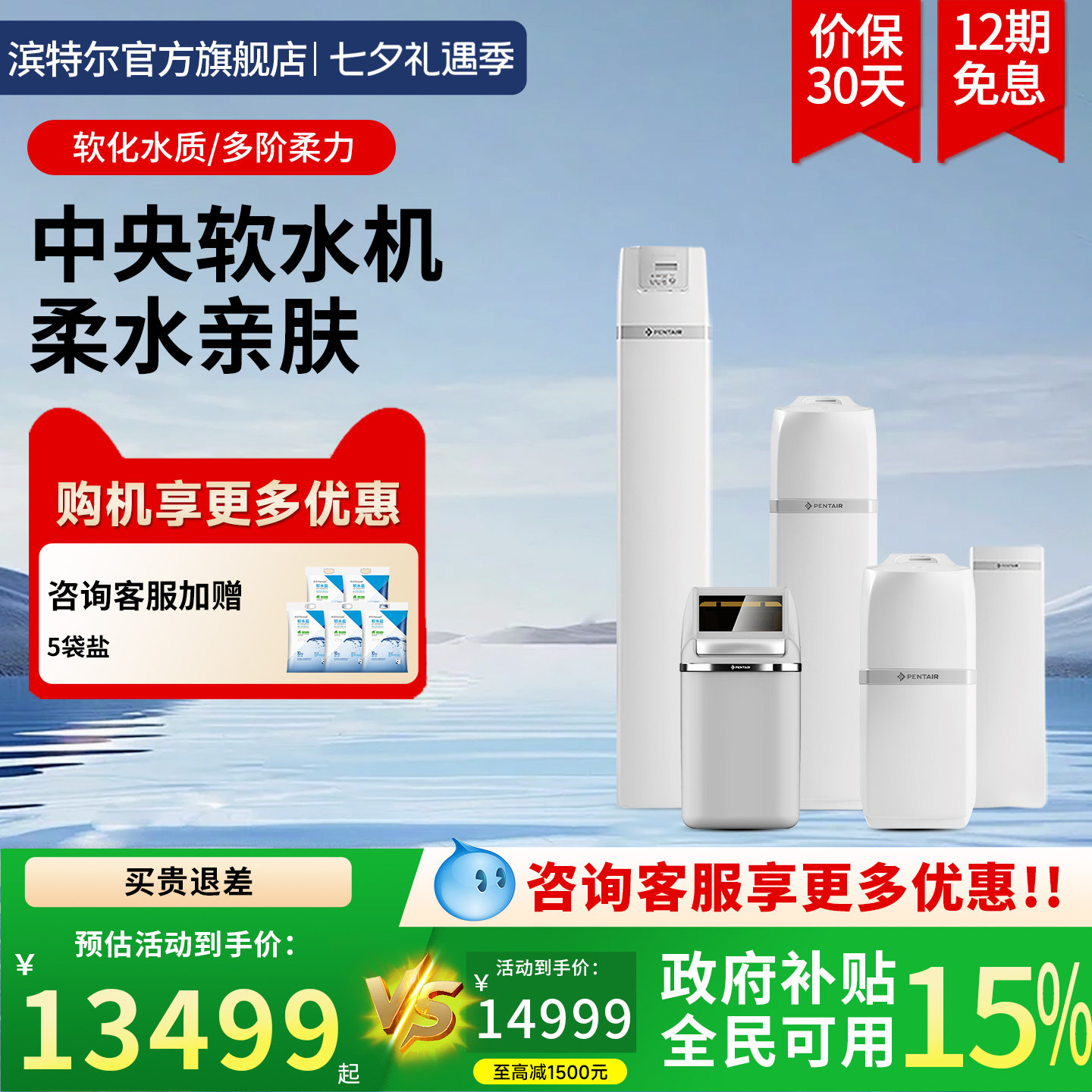 Pentair/滨特尔全屋净水器家用别墅高端设备大流量中央净水软水机