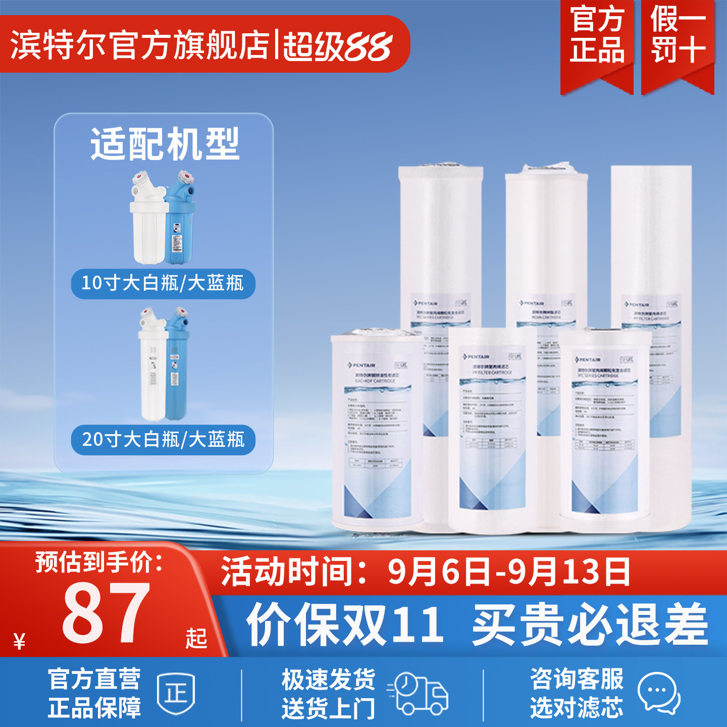 滨特尔大白瓶滤芯大蓝瓶图片