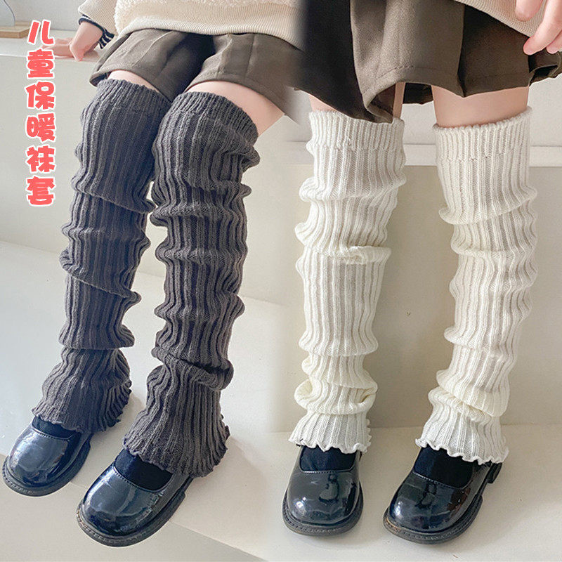 秋冬季女童袜套纯棉儿童过膝长筒袜加厚保暖护膝高筒洛丽塔堆堆袜