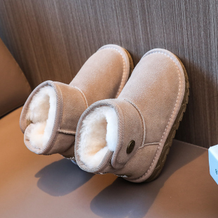 儿童雪地靴皮毛一体2025新款女童靴子防水防滑男童棉鞋宝宝保暖鞋