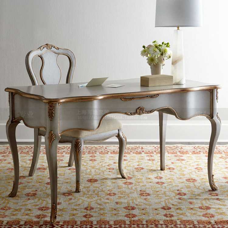 特价轻奢工厂定制书房家具美式法式描金做旧实木书桌书椅边柜组合|ruв категории жилой мебели, Таблица класса, стол - от Buy2taobao.com для оказания профессиональной услуги покупки агента Taobao