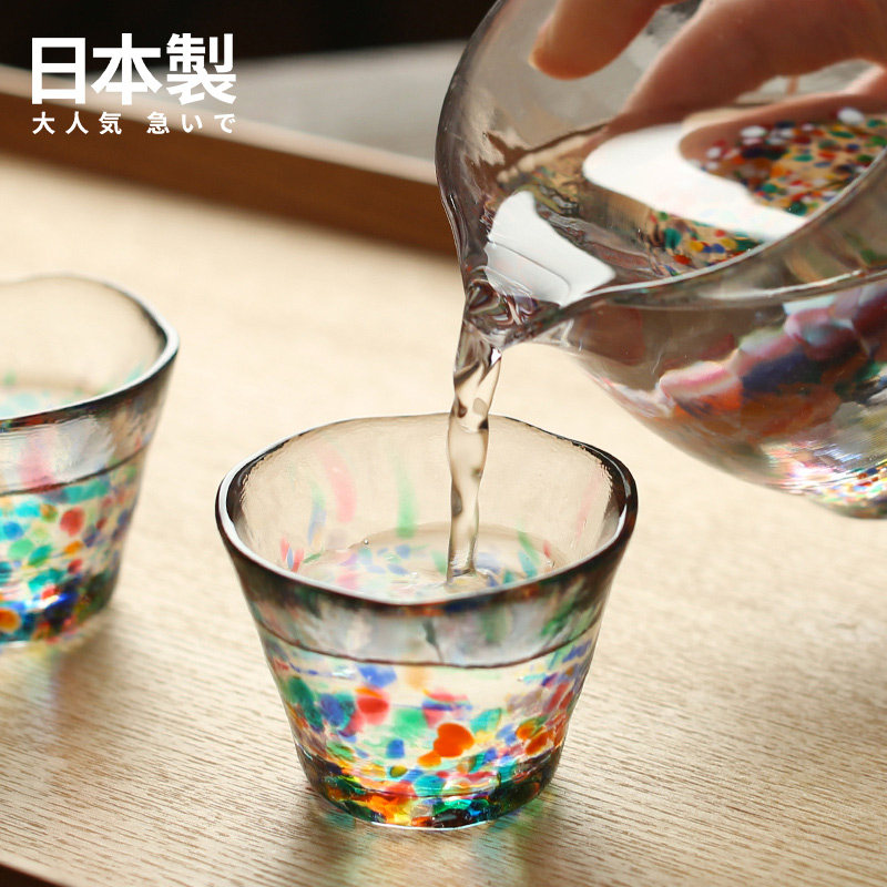 日本津轻彩色玻璃水杯缤纷品茗主人杯清酒杯功夫茶杯情人节礼物