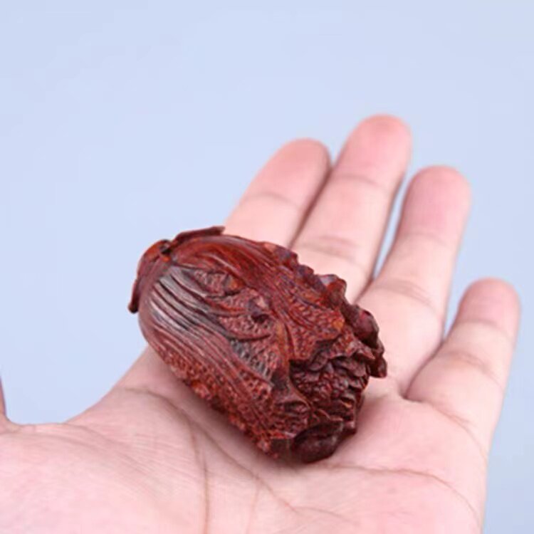 小叶紫檀摆件手把件白菜钥匙扣挂件红木文玩招财男士随身把玩件女